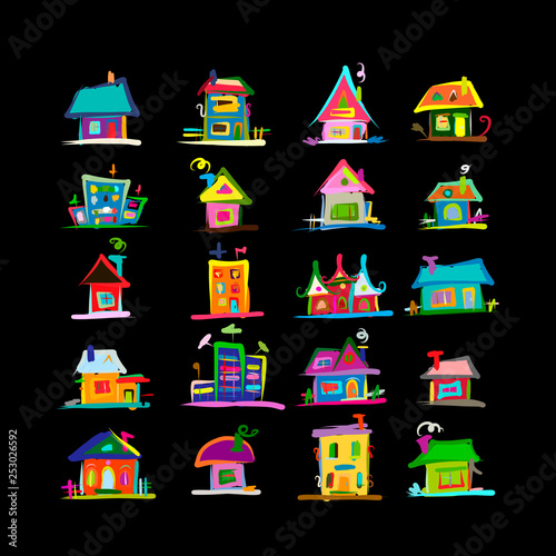 Sketch of art houses for your design