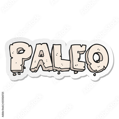 sticker of a paleo cartoon sign