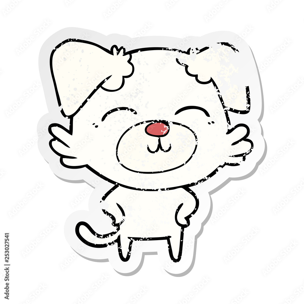Obraz premium distressed sticker of a cartoon dog