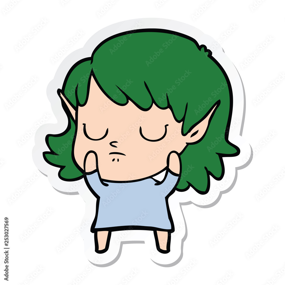 sticker of a cartoon elf girl sticker of a cartoon elf girl