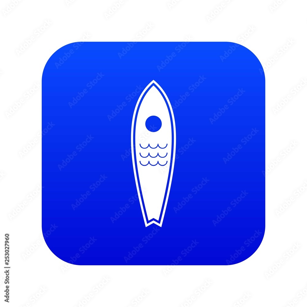 Surfboard icon digital blue for any design isolated on white vector illustration Surfboard icon digital blue for any design isolated on white vector illustration