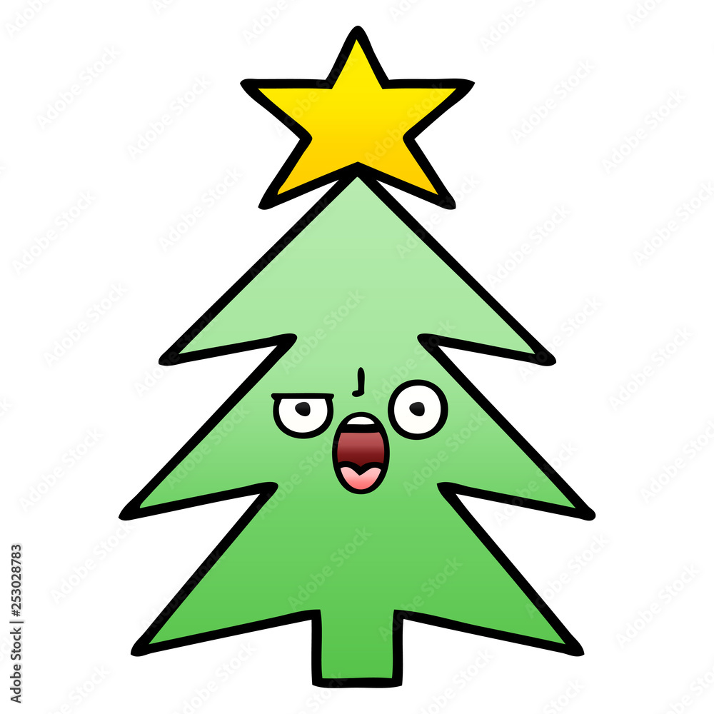 Obraz premium gradient shaded cartoon christmas tree