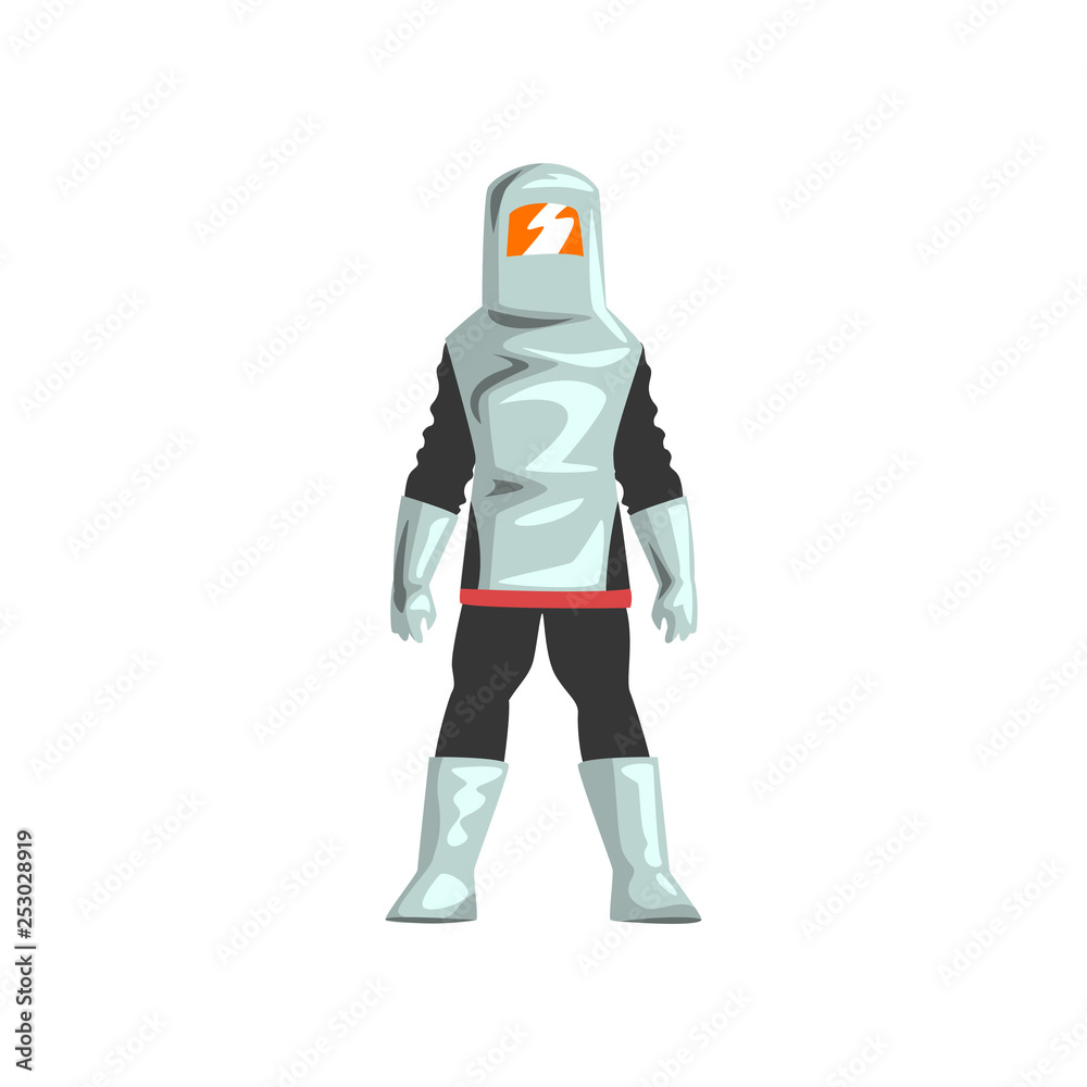 Man in Professiona Protective Suit and Helmet, Chemical, Radioactive, Toxic, Hazardous Safety Uniform Vector Illustration Man in Professiona Protective Suit and Helmet, Chemical, Radioactive, Toxic, Hazardous Safety Uniform Vector Illustration