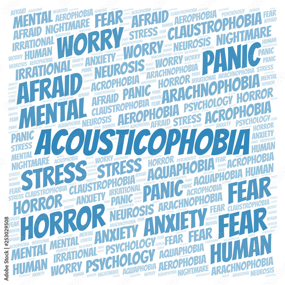 Acousticophobia word cloud. Acousticophobia word cloud.