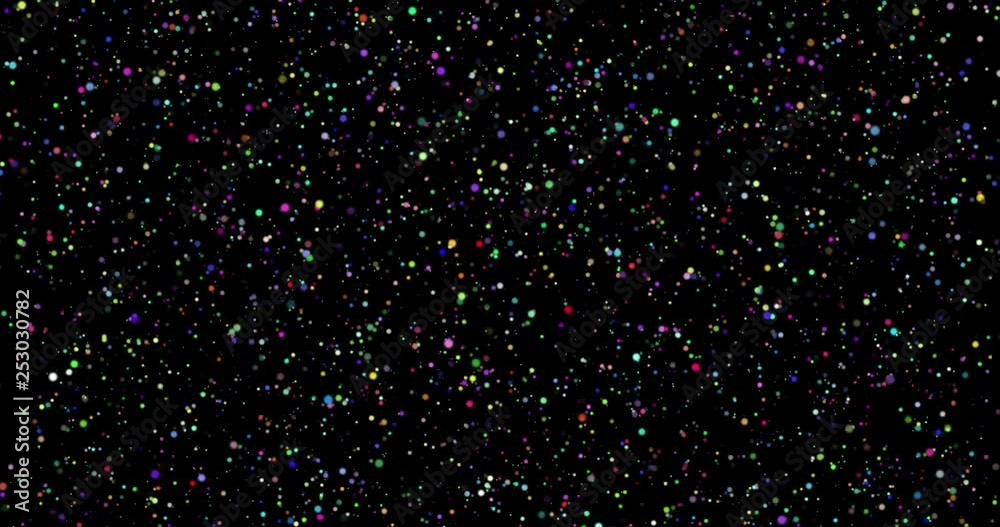 A gentle falling snow in shades of the rainbow.