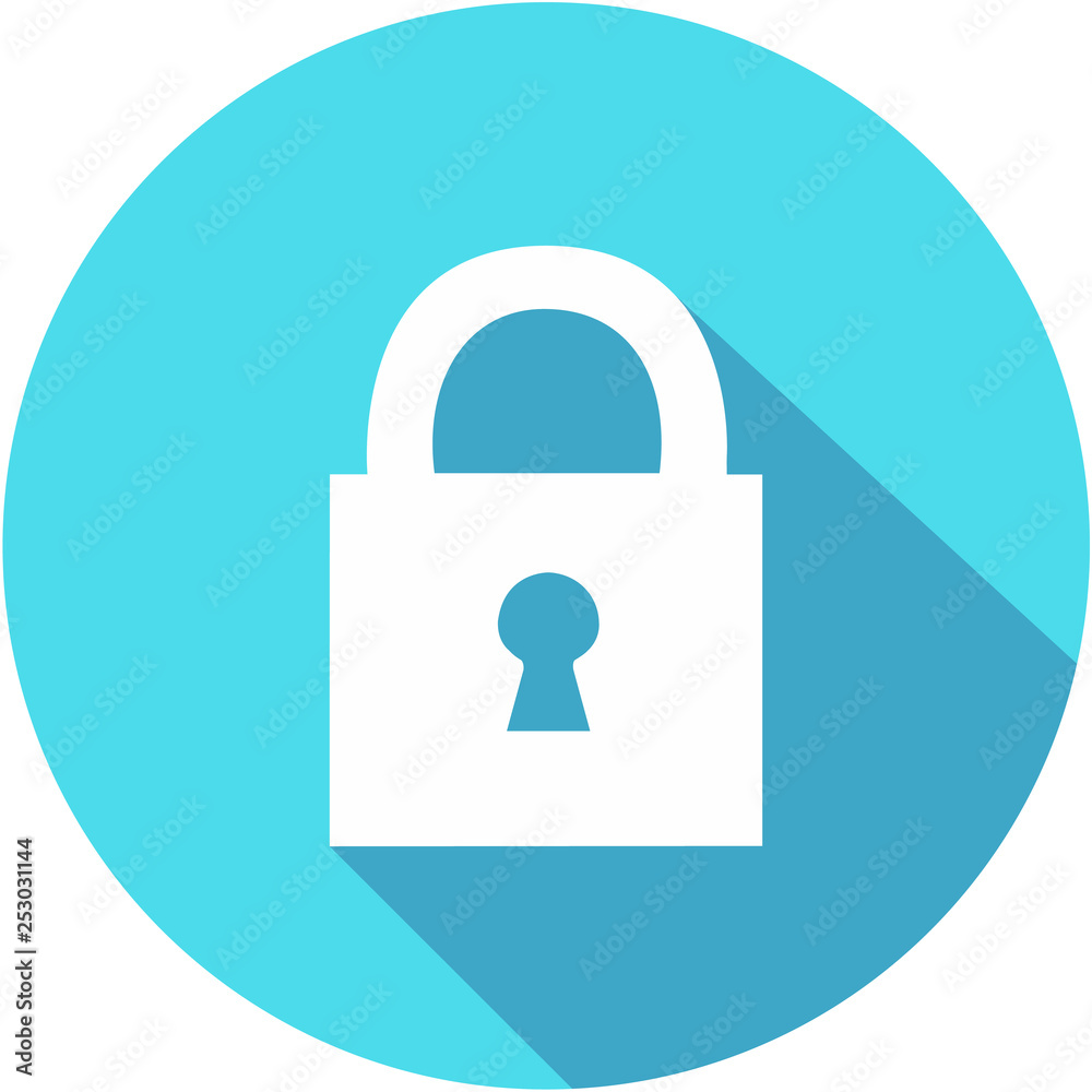 Lock flat icon. Icon vector with long shadow. Flat design style Lock flat icon. Icon vector with long shadow. Flat design style