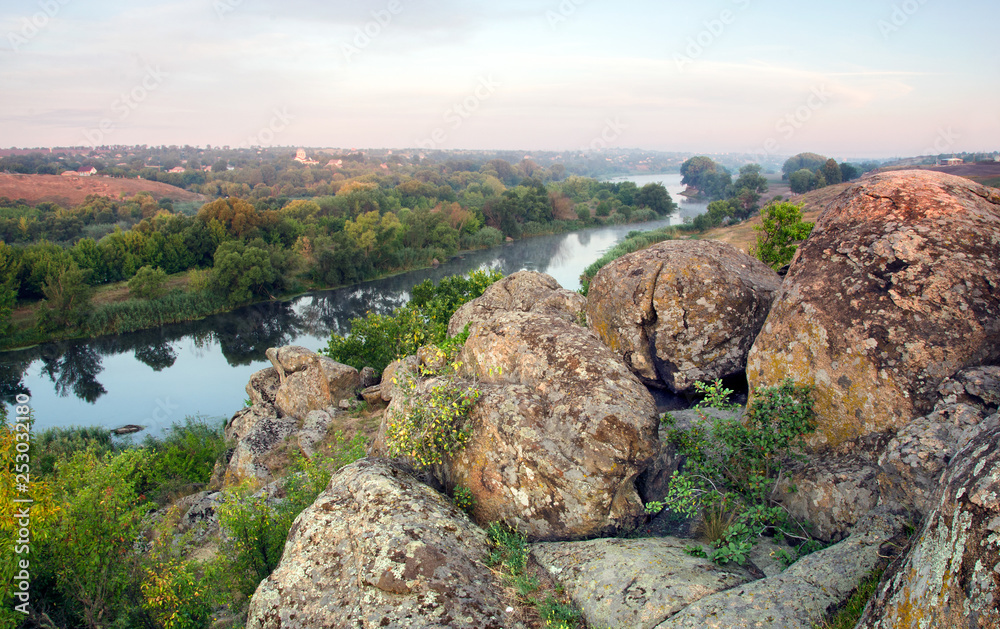 Long slopes of the stone and river in the reserve Long slopes of the stone and river in the reserve