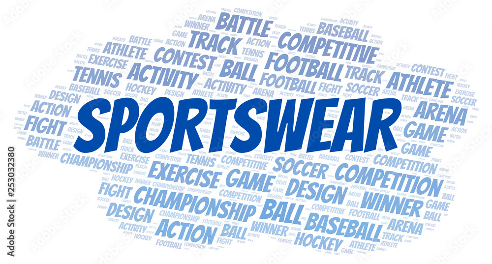 Sportswear word cloud. Sportswear word cloud.