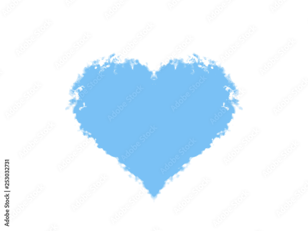 Blue heart symbol illust, isolated on white background, cut out