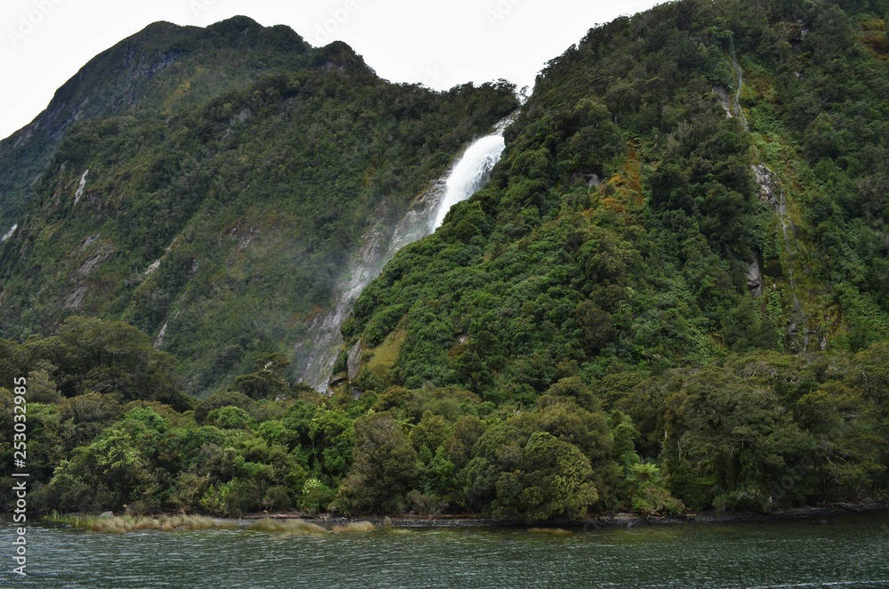 Bowen Falls waterfall at milford Sound