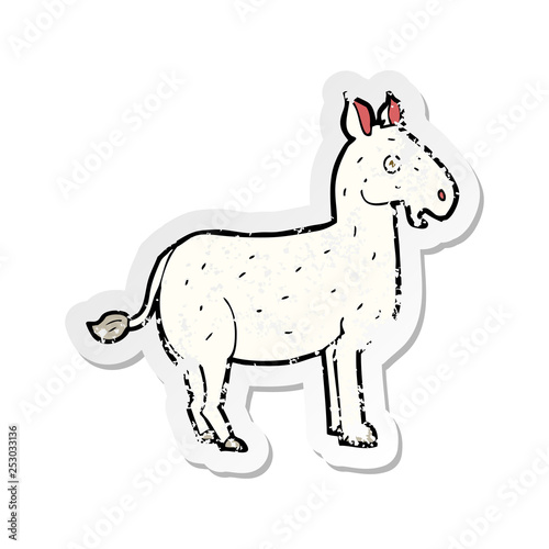 retro distressed sticker of a cartoon mule