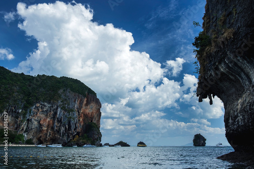 Beautiful view to the rocks in the sea in Krabi, Thailand