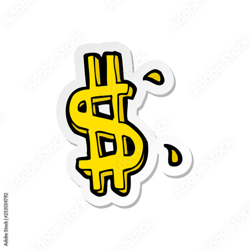 sticker of a cartoon dollar symbol