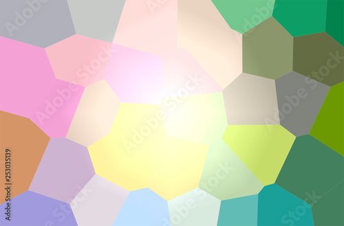 Abstract illustration of green, purple, yellow Giant Hexagon background