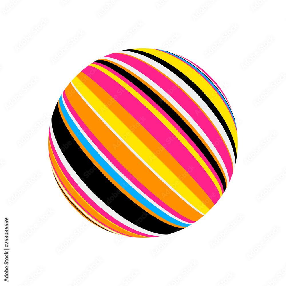 multicolor stripped ball on white