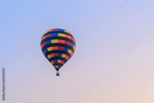 Hot air balloon flying on sky