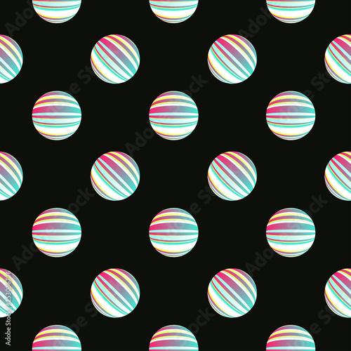 striped polka dots seamless tile multicolor on black