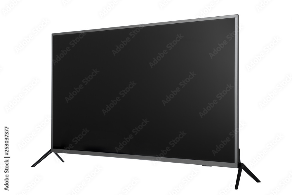 View of widescreen internet tv monitor isolated on white background View of widescreen internet tv monitor isolated on white background