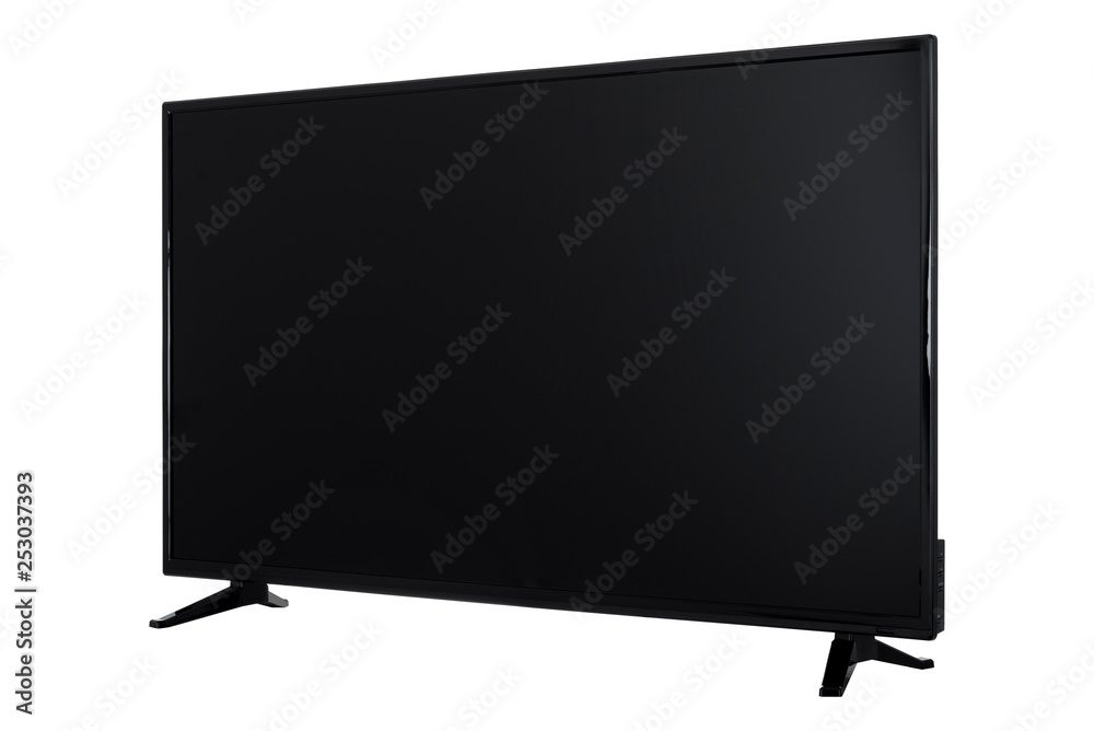 Naklejka premium View of widescreen internet tv monitor isolated on white background