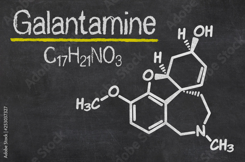 Blackboard with the chemical formula of Galantamine