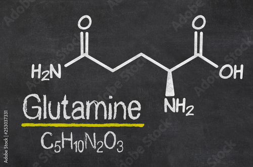 Blackboard with the chemical formula of Glutamine photo