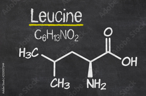 Blackboard with the chemical formula of Leucine photo