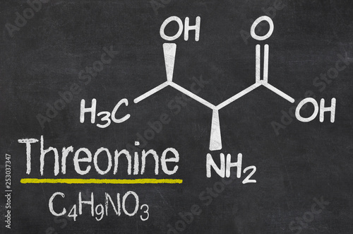Blackboard with the chemical formula of Threonine