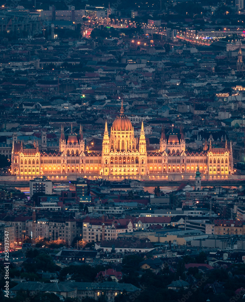 Budapest, Hungary - The Hungarian Parliament Panoramic View 