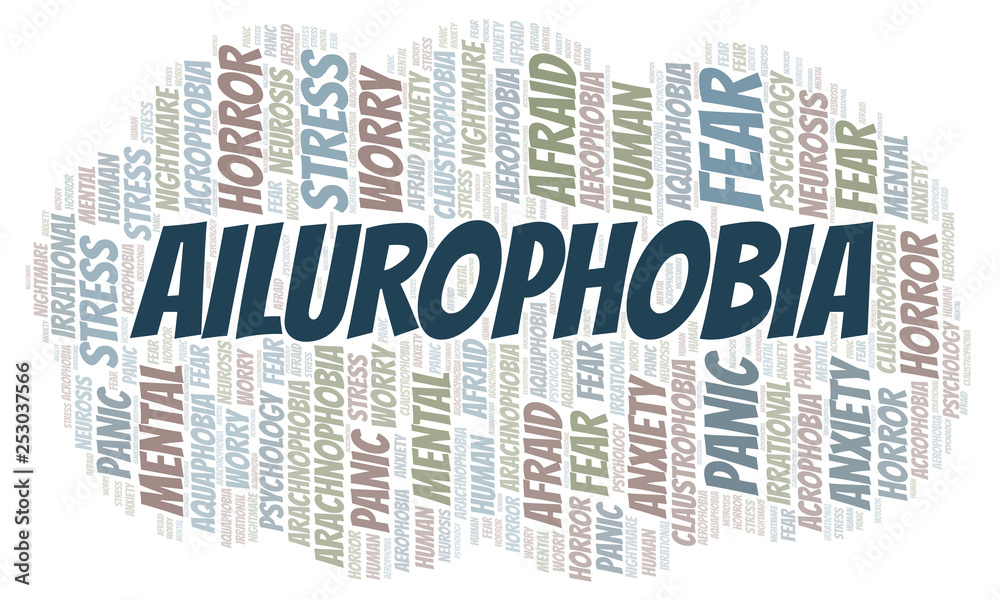Fototapeta premium Ailurophobia word cloud.