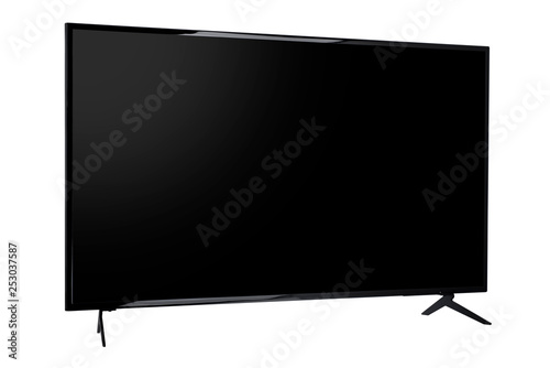  View of widescreen internet tv monitor isolated on white background