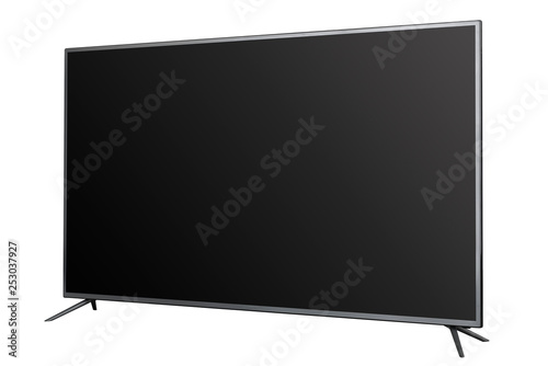  View of widescreen internet tv monitor isolated on white background