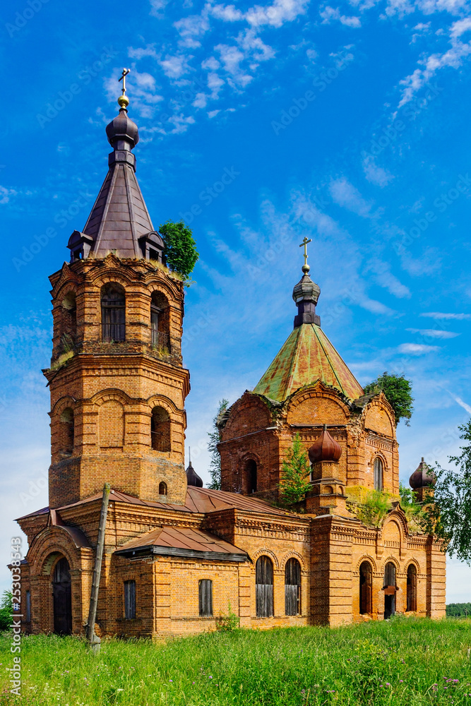 old church with a bell tower in the village