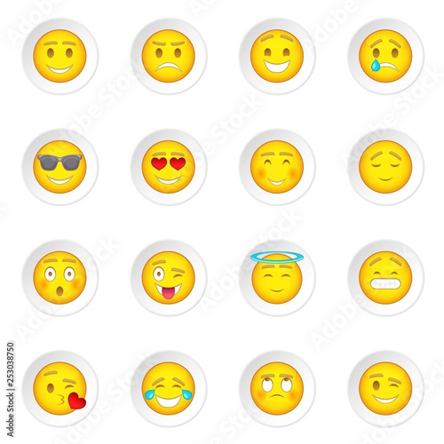 Smiles icons set. Cartoon illustration of 16 smiles vector icons for web