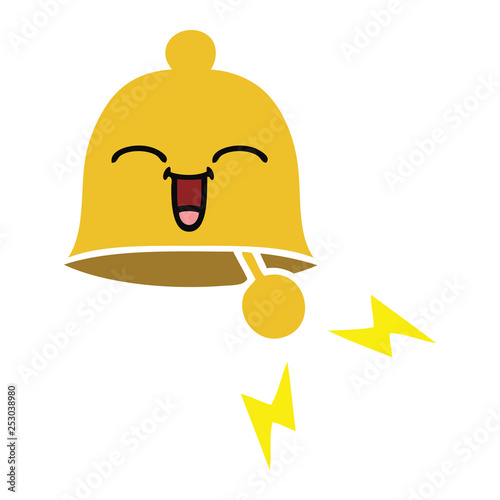 flat color retro cartoon ringing bell