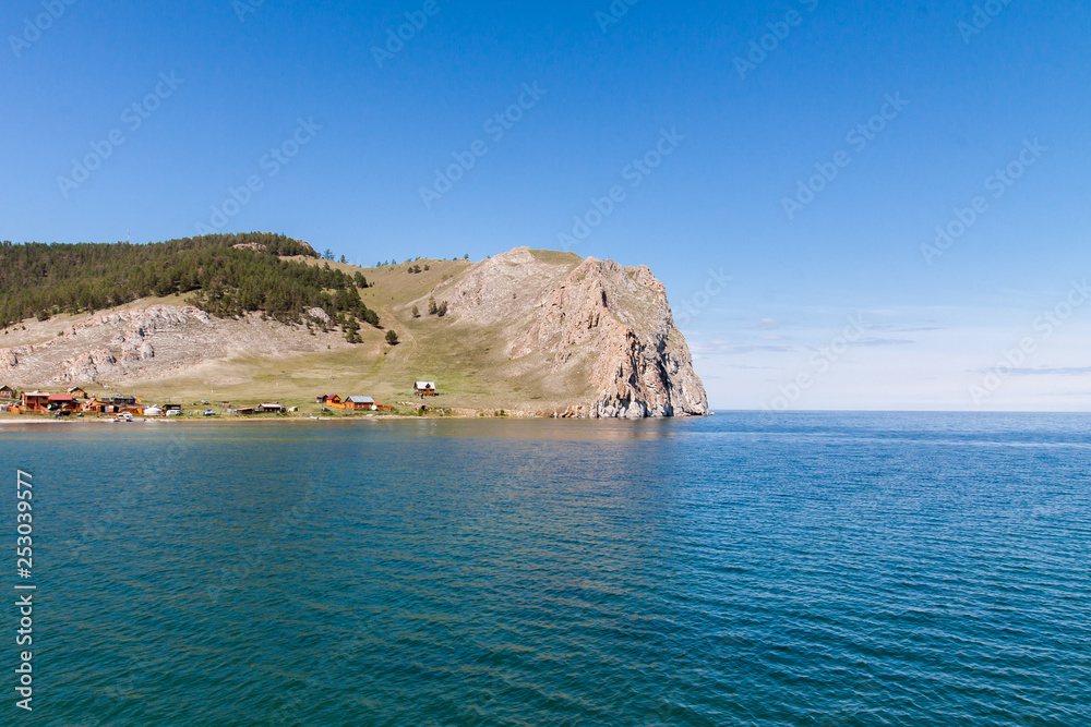 Village on the shore of lake Baikal. Olkhon island, Russia