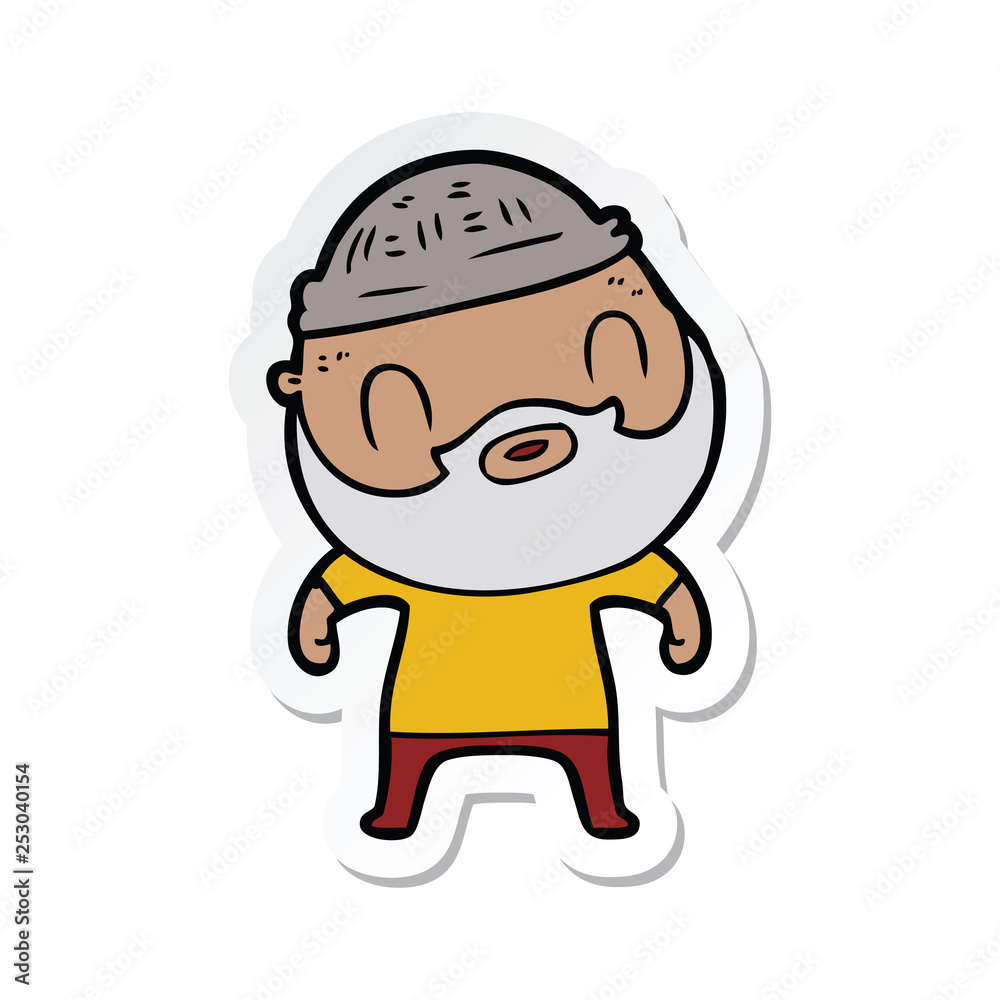 sticker of a cartoon bearded man