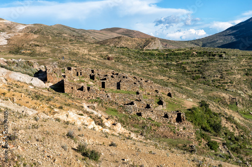 Ancient ruins on the Island of Sun (Isla del Sol) on Titicaca lake in Bolivia photo