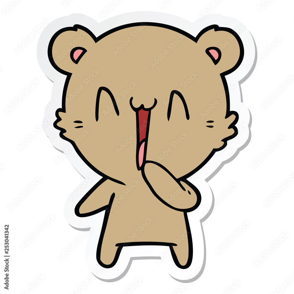 sticker of a happy bear cartoon sticker of a happy bear cartoon
