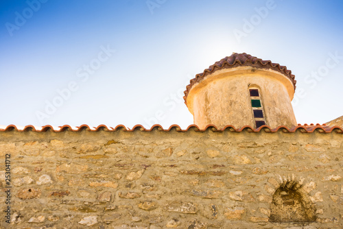 Detail of architecture church in Vathia town, Mani Greece. photo