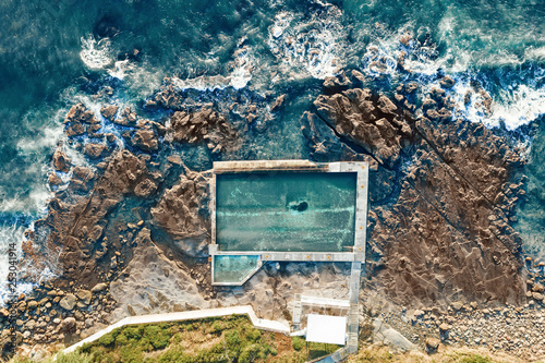 Coalcliff rock pool aerial shot above photo