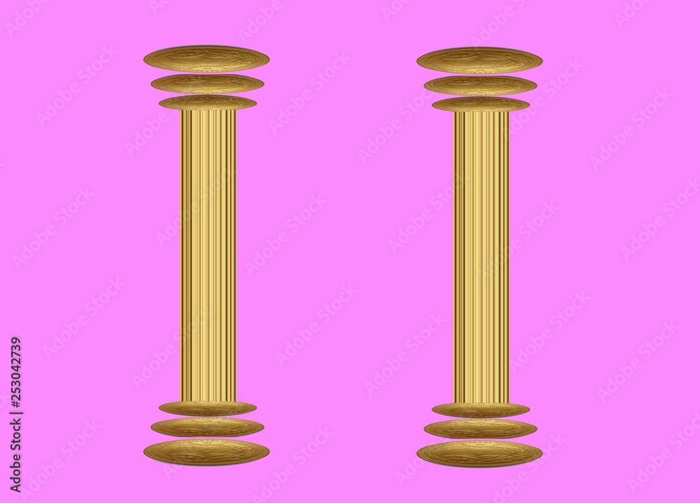 ancient column isolated on pink background ancient column isolated on pink background