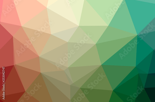 Illustration of abstract Green  Red horizontal low poly background. Beautiful polygon design pattern.