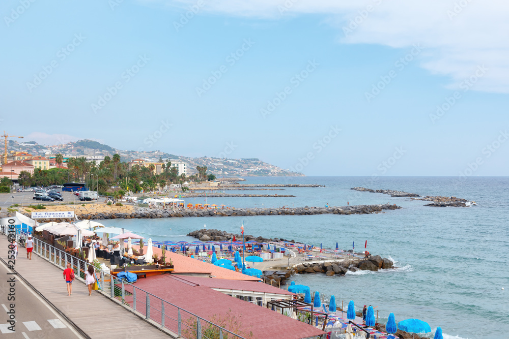 The beach of the Italian city San Remo The beach of the Italian city San Remo
