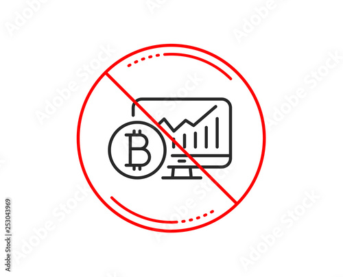 Wallpaper Mural No or stop sign. Bitcoin graph line icon. Cryptocurrency analytics sign. Crypto money statistics symbol. Caution prohibited ban stop symbol. No  icon design.  Vector Torontodigital.ca