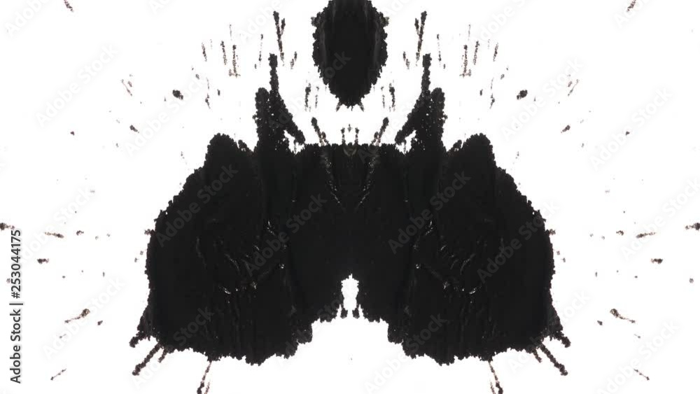 Ink blots in symmetrical pattern isolated on white background. Perfect for abstract transitions or other motion graphics elements