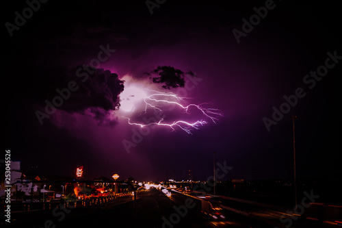 lightning over freeway