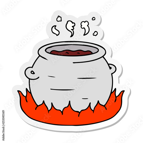 sticker cartoon doodle of a pot of stew