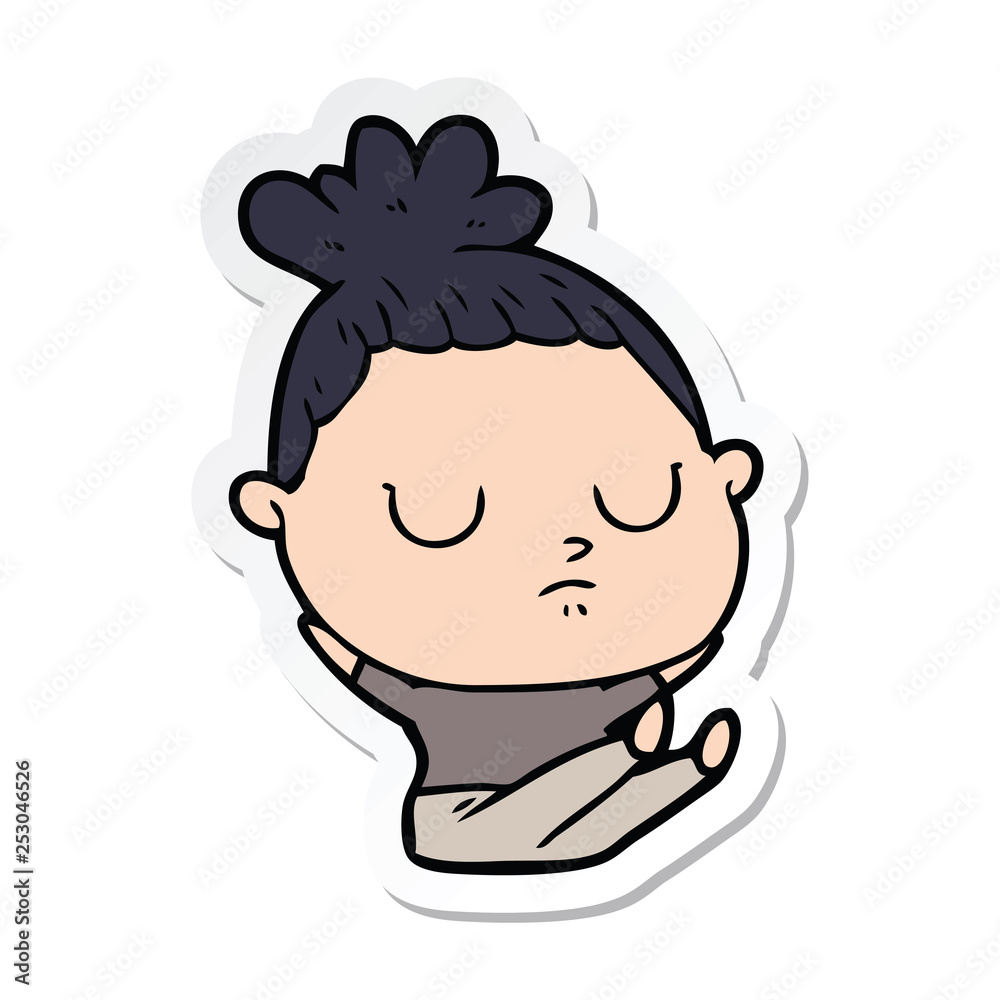 Obraz premium sticker of a cartoon calm woman