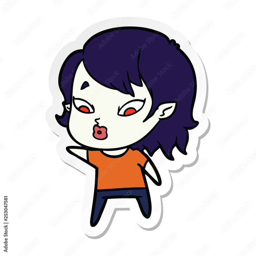 sticker of a cute cartoon vampire girl