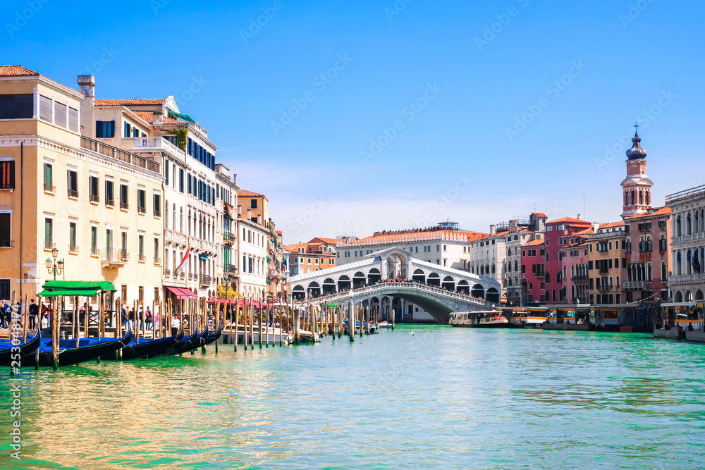 Venice, Italy. Rialto bridge on the Grand Canal in Venice